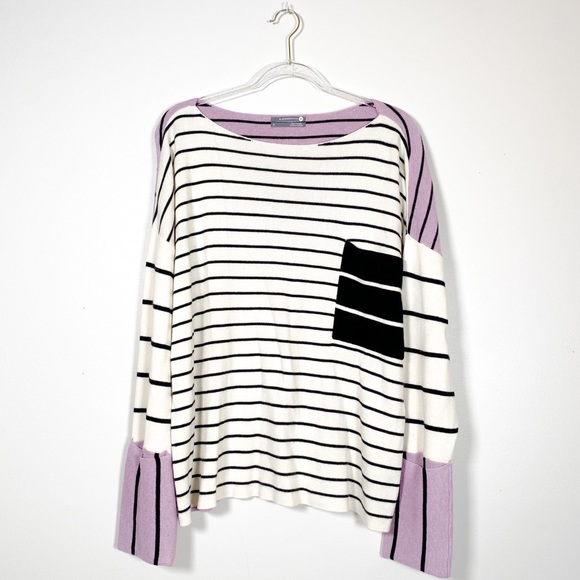 Anthropologie Faye Striped Sweater size XL Purple - Picture 2 of 7